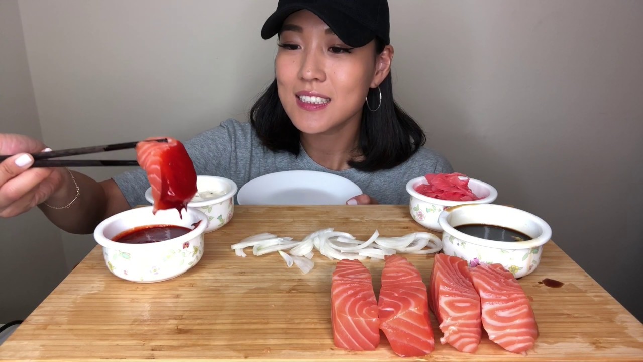 ASMR SALMON MUKBANG (NO TALKING) | JAYME'S CRAVINGS