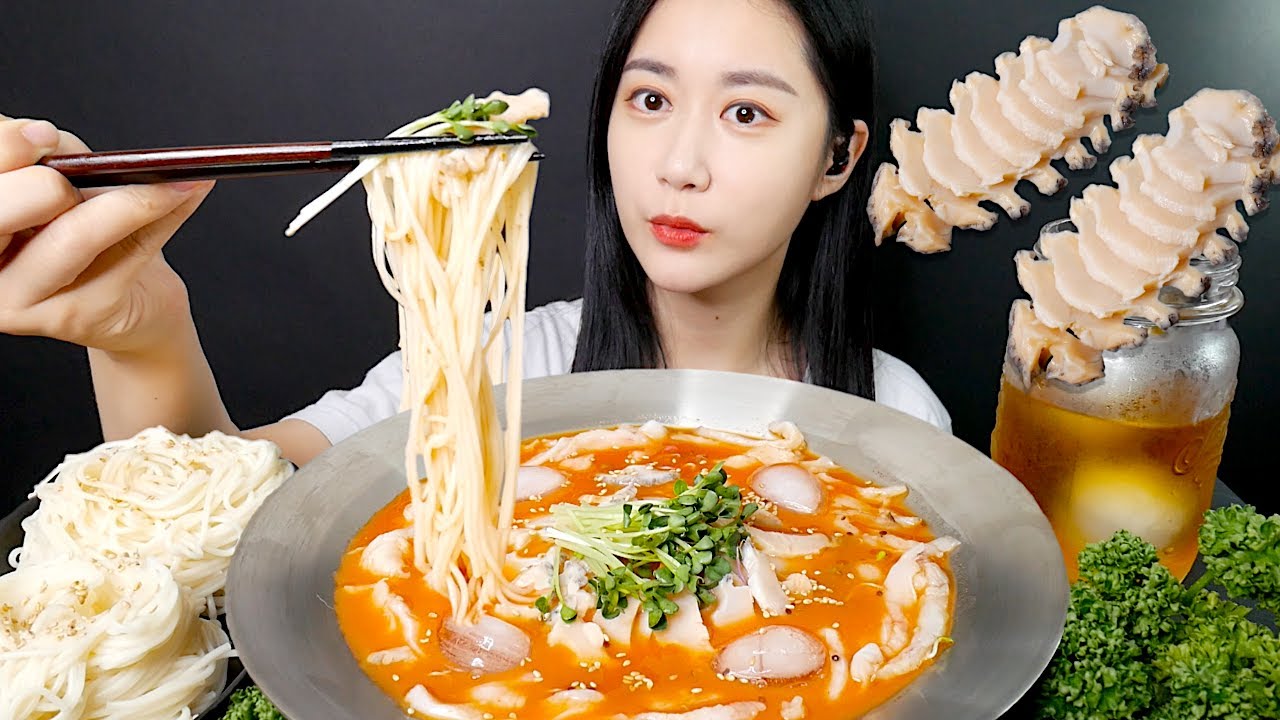 Мукбанг ХОЛОДНЫЙ СУП ИЗ СЫРОЙ РЫБЫ Морское ушко, Морской ананас Real Sound MUKBANG|ASMR|EATING SOUND