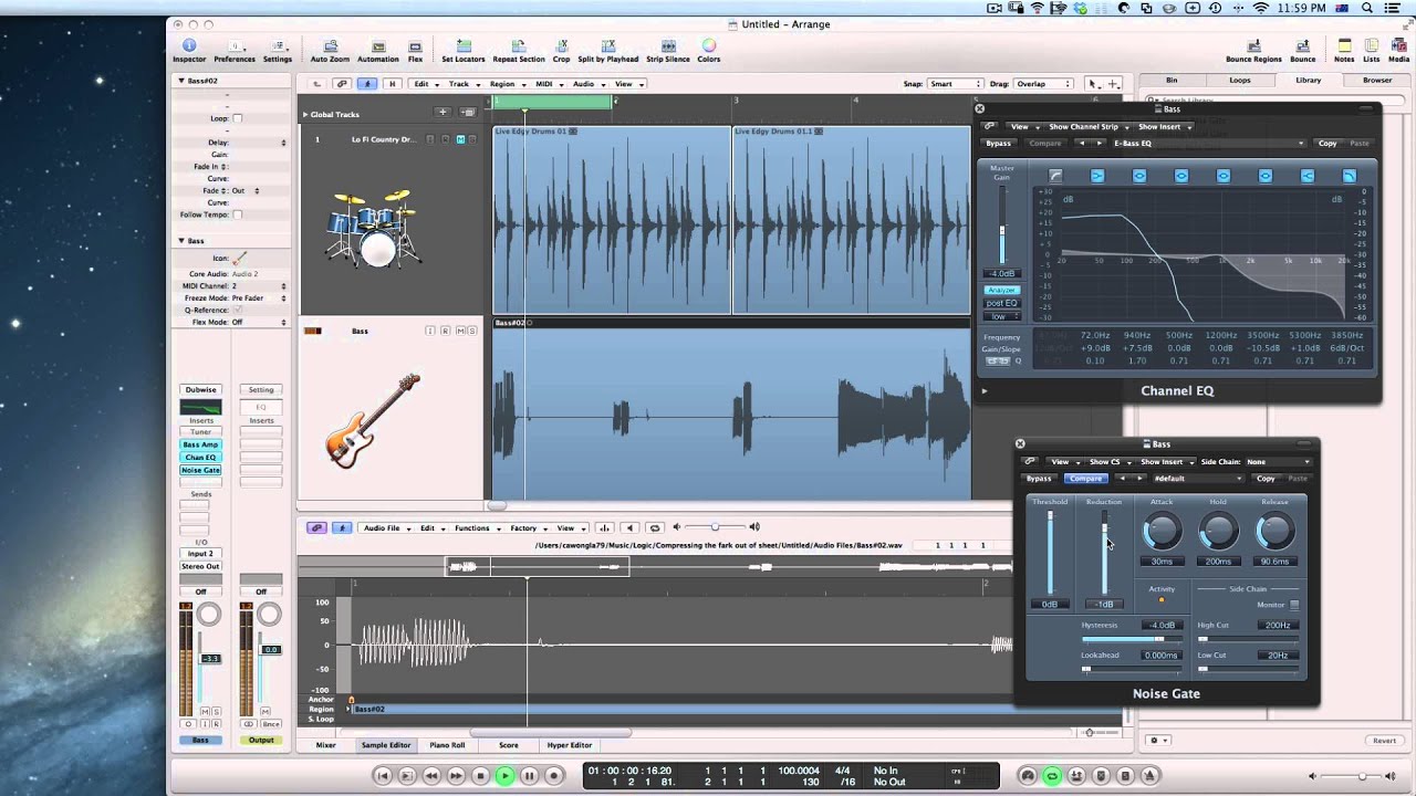 Logic Pro - How to use a noise gate on a bass line