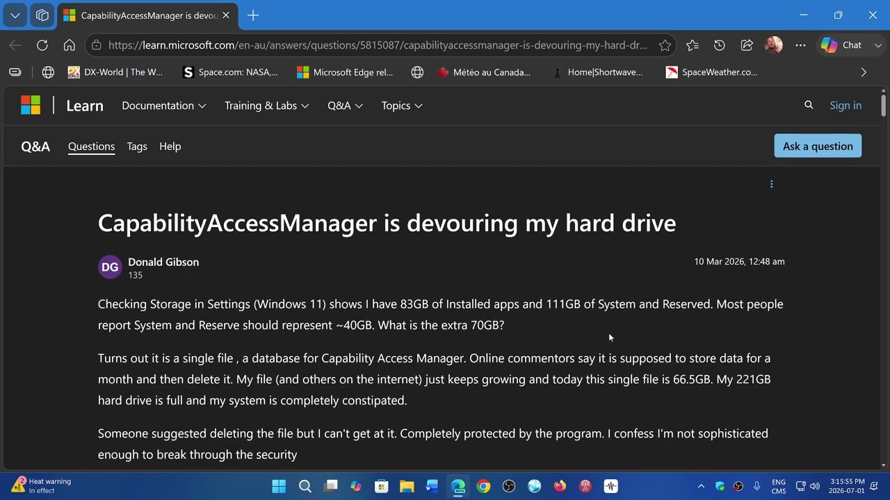 Windows 11 25H2: Microsoft признала, что Capability Access Manager поглощает огромное количество ...
