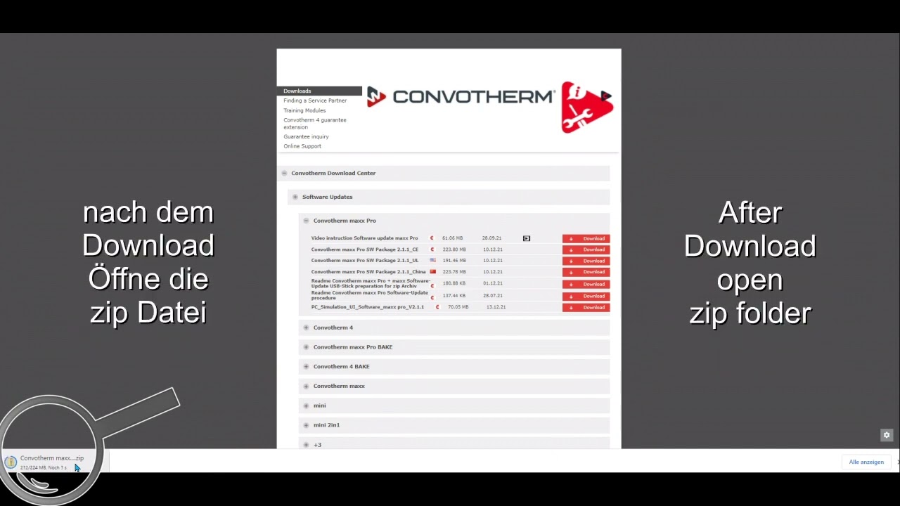 Technical Service Convotherm Software Update Convotherm maxx pro 2.1.1 DE