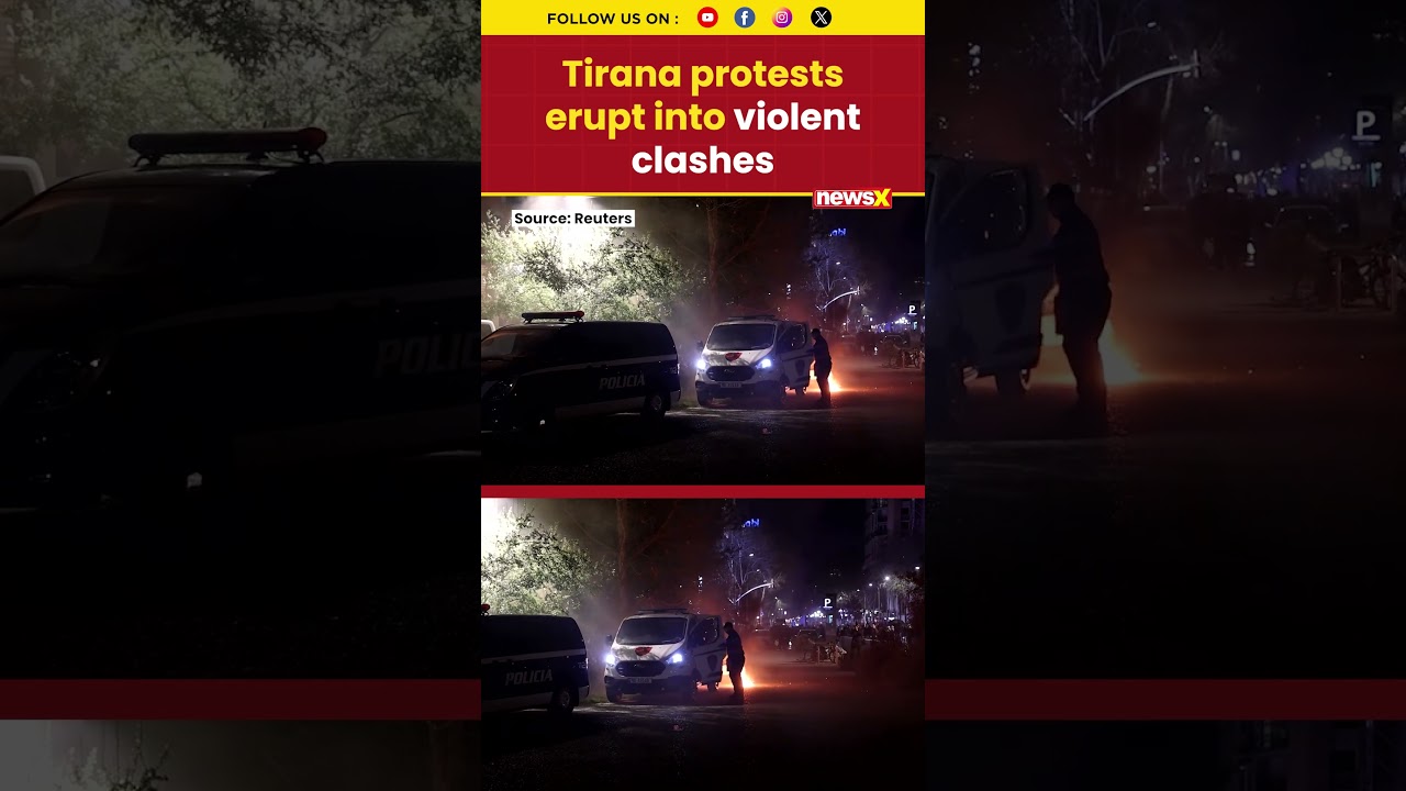 #watch | Tirana Protests Turn Violent, Clashes Erupt Amid Rising Public Anger #protest #shorts