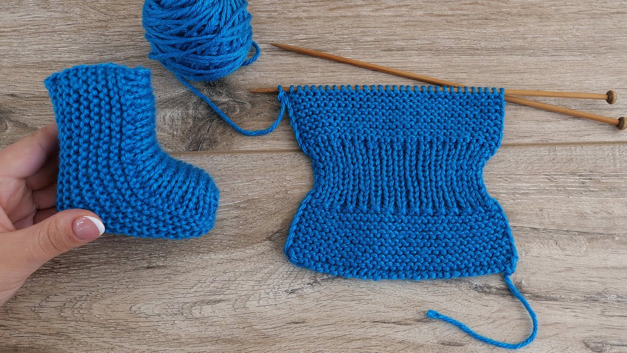 Легкие детские носочки на двух спицах - Easy Baby Socks Two Needle Knitting Pattern