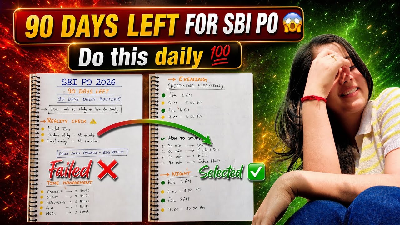 SBI PO 2026 | Only 90 Days Left 😱 &ndash; Real Timetable That Actually Works 🔥
