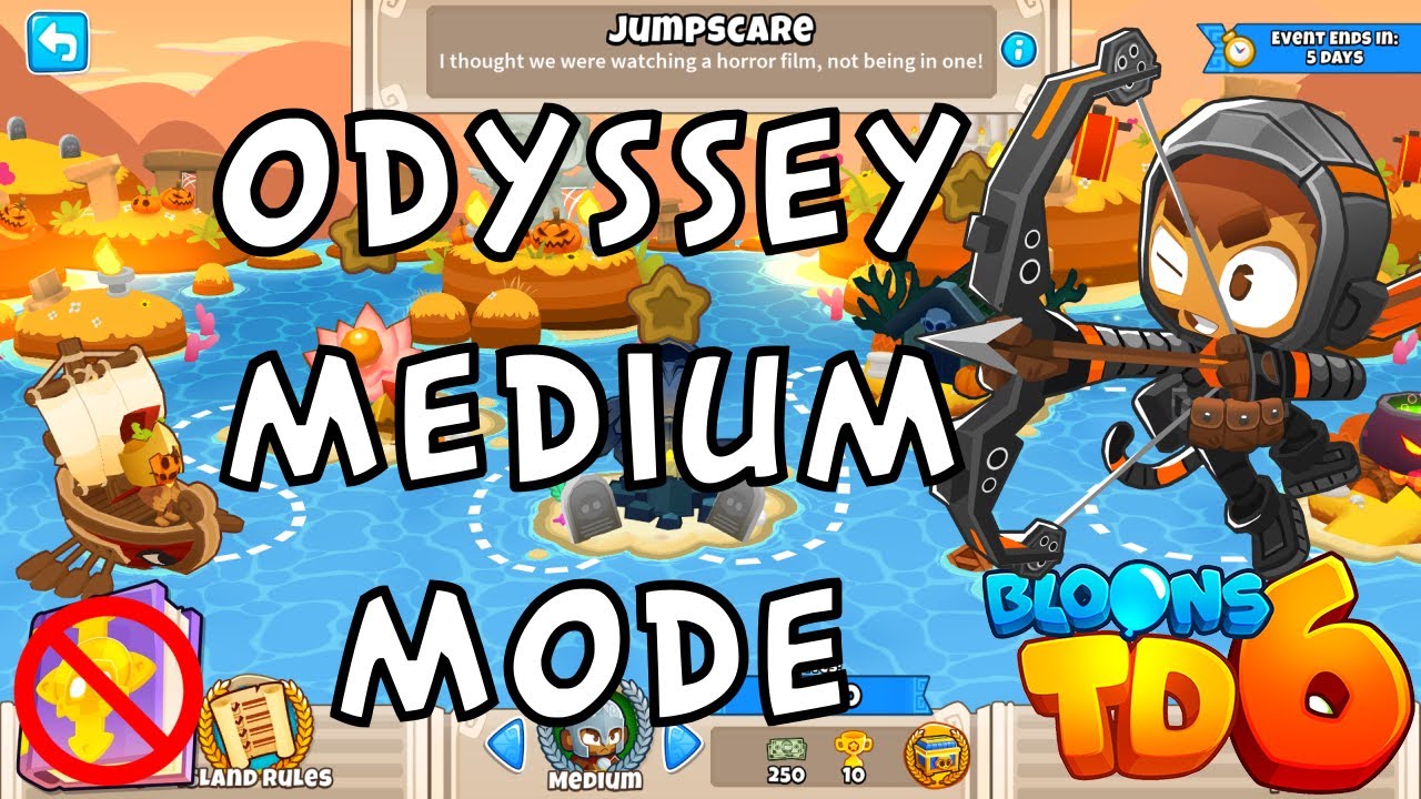 BTD6 | Odyssey Medium Mode | Jumpscare | No MK No Powers Used Guide | October 31