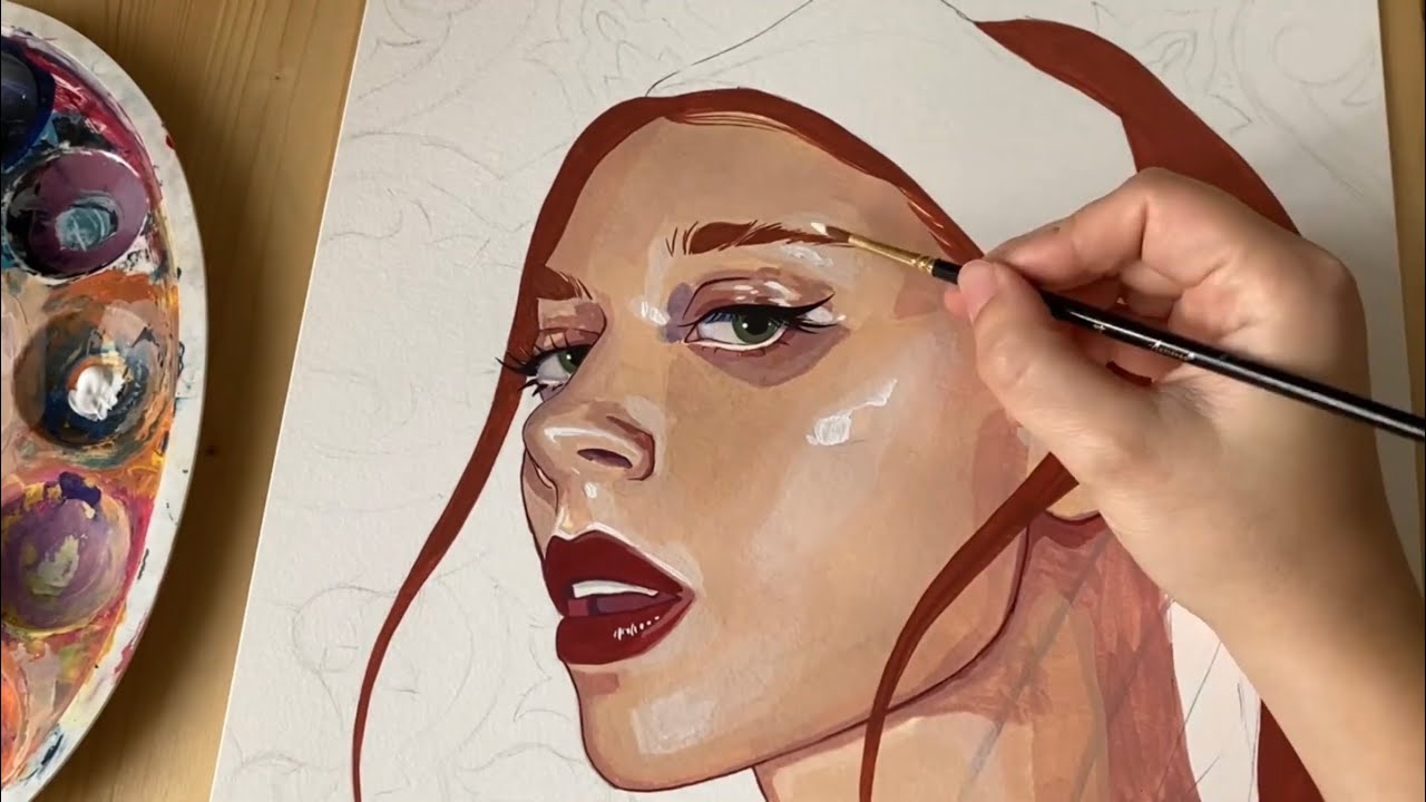 DIPINGO un VOLTO con le GOUACHE ACRILICHE PER LA PRIMA VOLTA- Liquitex Acrylic Gouache