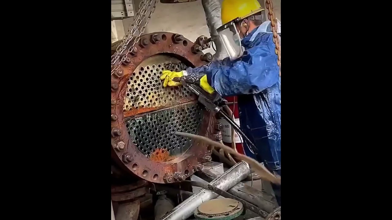 Heat Exchanger Cleaning with water at high pressure #Heat_Exchanger