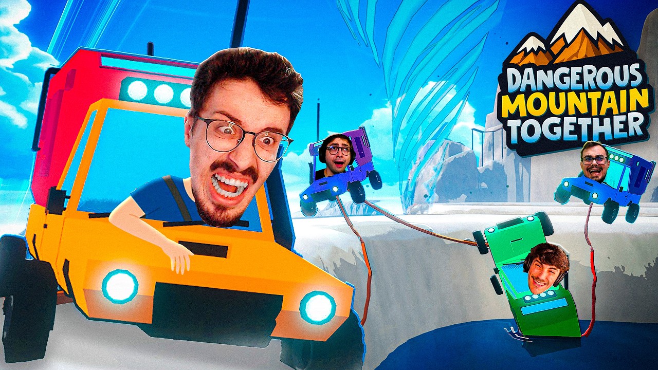 4 IDIOTAS AMARRADOS NOS CARROS! - Dangerous Mountain Together com COLEGAS!