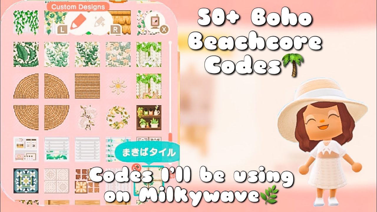 50+ DESIGN CODES I'll Use for My Boho Beachcore Island🌿 | Animal Crossing New Horizons