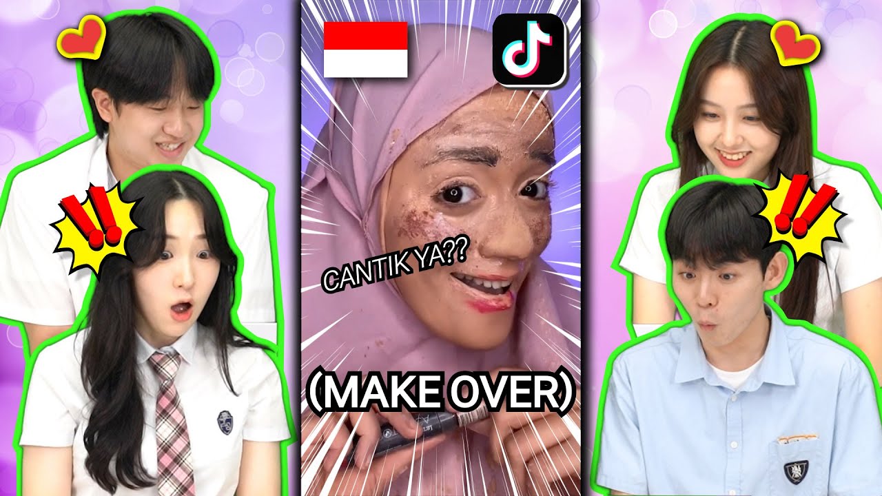 Reaksi Siswa Korea Kaget Lihat Tiktok Cantik Berhijab Influencer Indonesia 😍😍 | Reaction Makeover