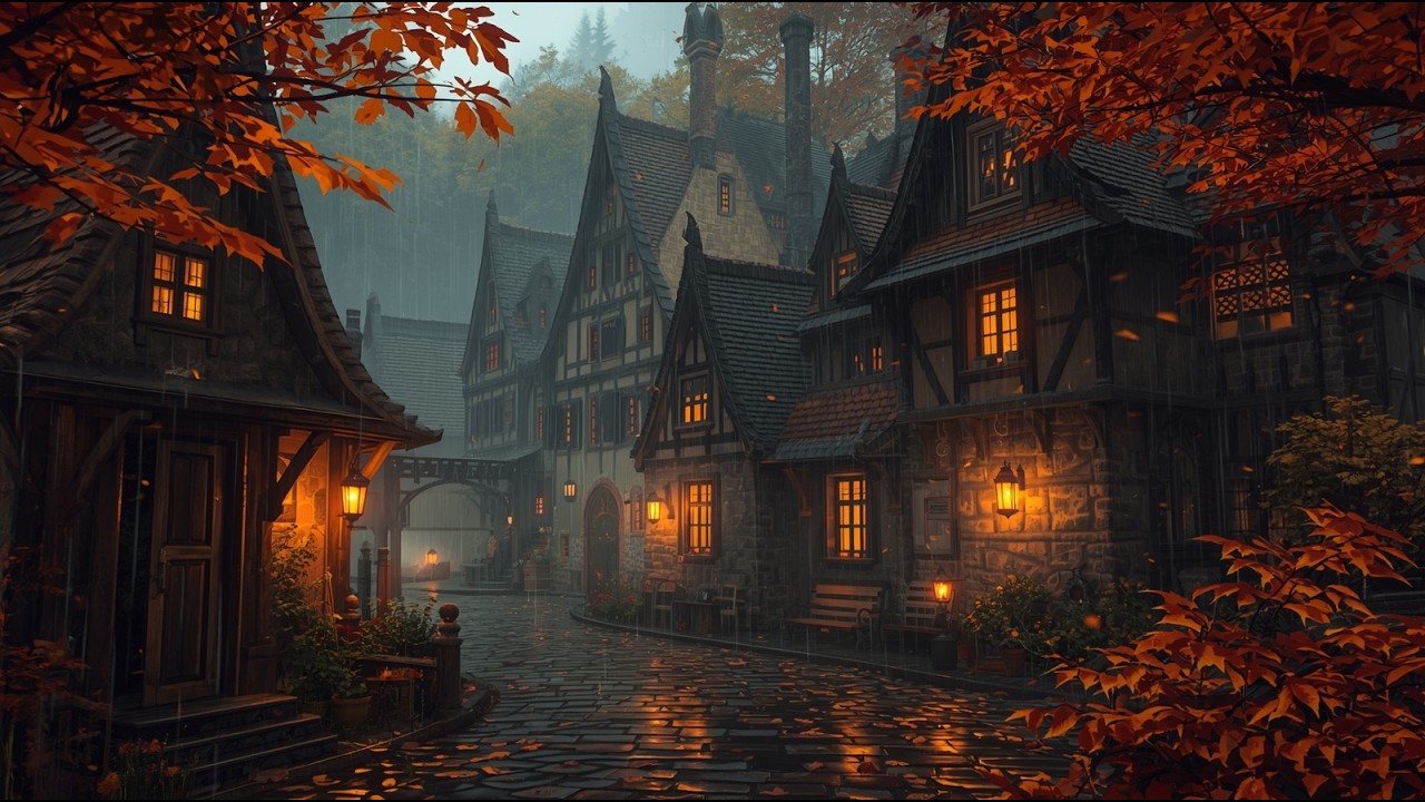 Cozy Autumn Medieval Village Ambience 🍂 Study & Relaxing Sounds vol 2