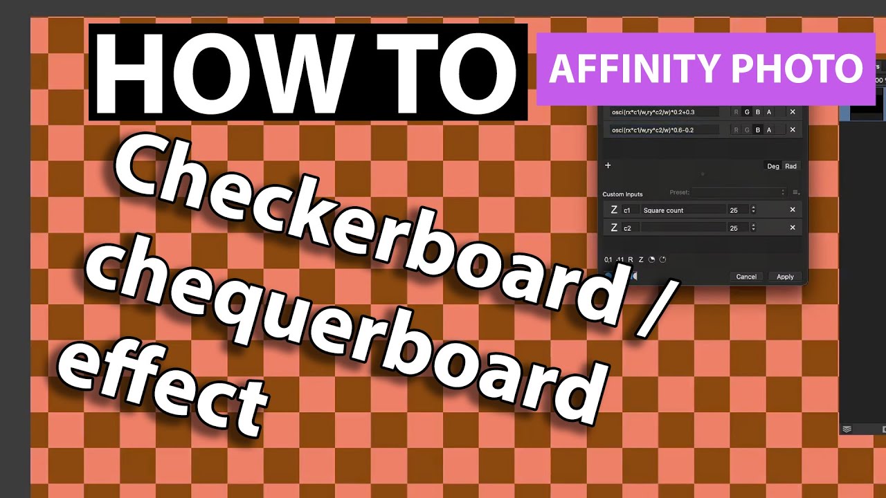 CREATE a Colorful checkerboard / chequerboard effect in Affinity Photo tutorial