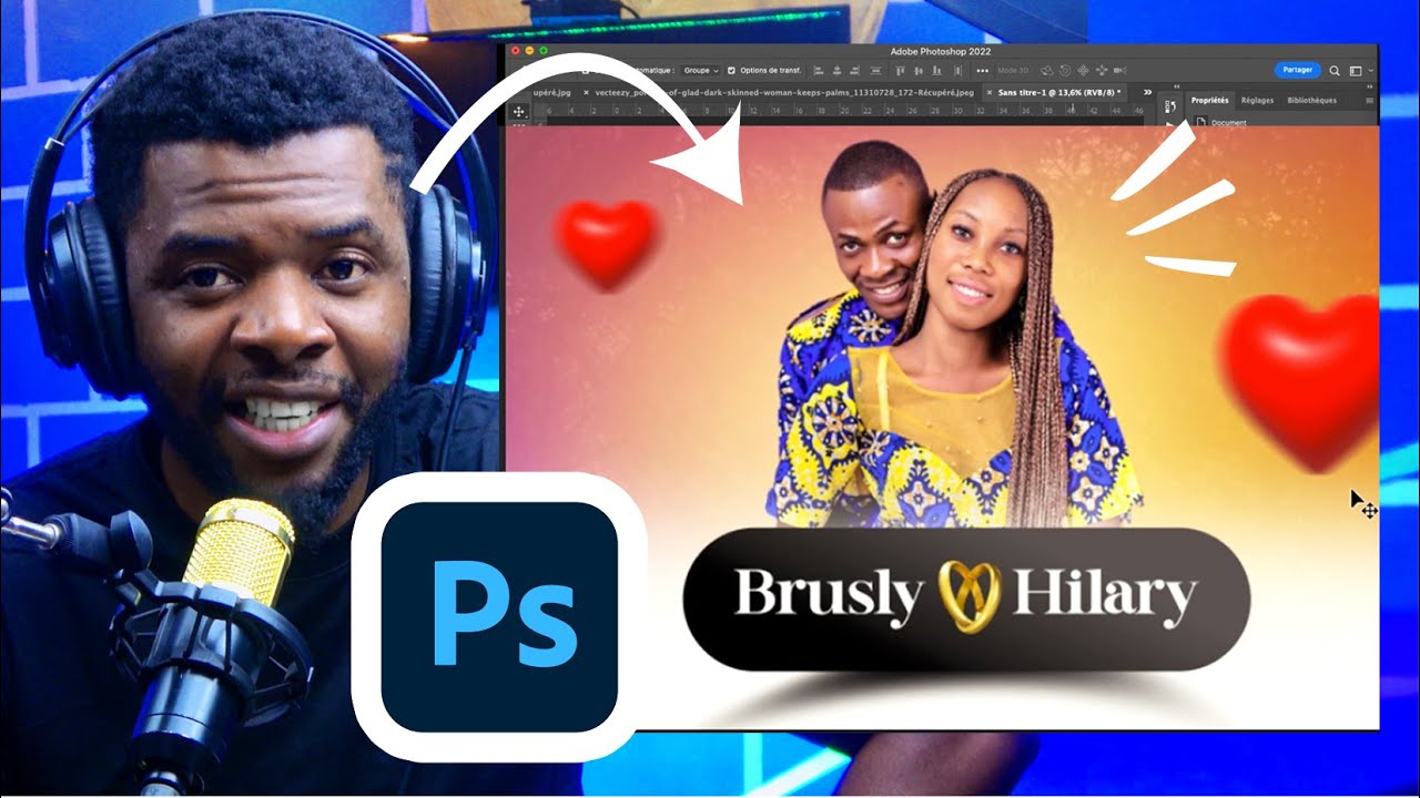 PHOTOSHOP: Comment concevoir un visuel banderole pour Mariage.