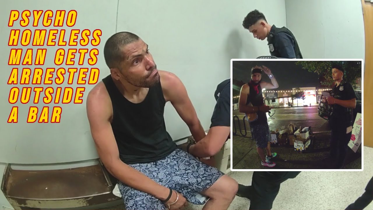 Psycho Homeless Man Arrested Outside Madd Hatter Bar in Hoboken, NJ