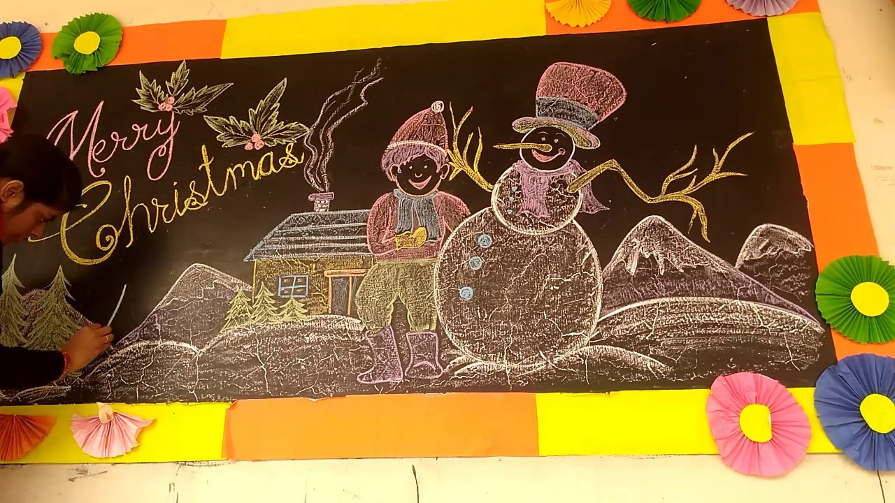 School blackboard decoration for Christmas/ Christmas School decoration chalkboard art for christmas