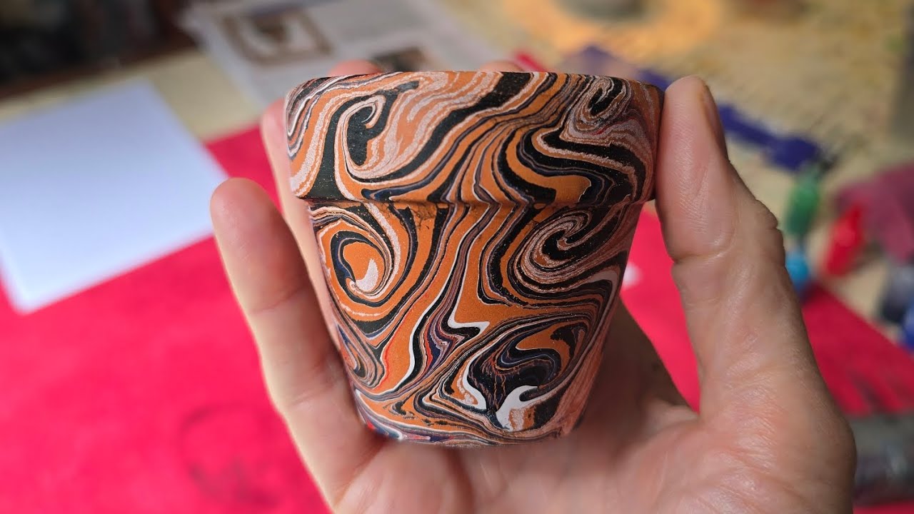 Water Marbling Terracotta Pots with @Raynbow Crow Studios