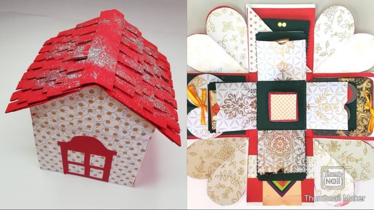 Explosion box tutorial /How to make a Home shaped explosion box