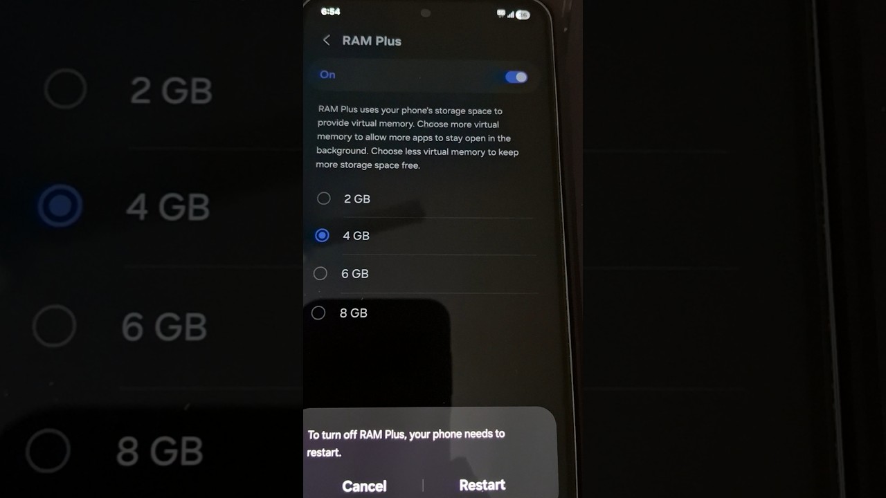 Smartphone में RAM plus feature switch off kar diya 