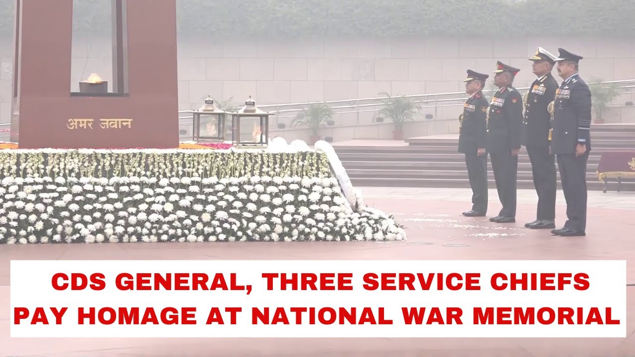 Delhi: CDS General Anil Chauhan, three Service Chiefs pay homage at National War Memorial