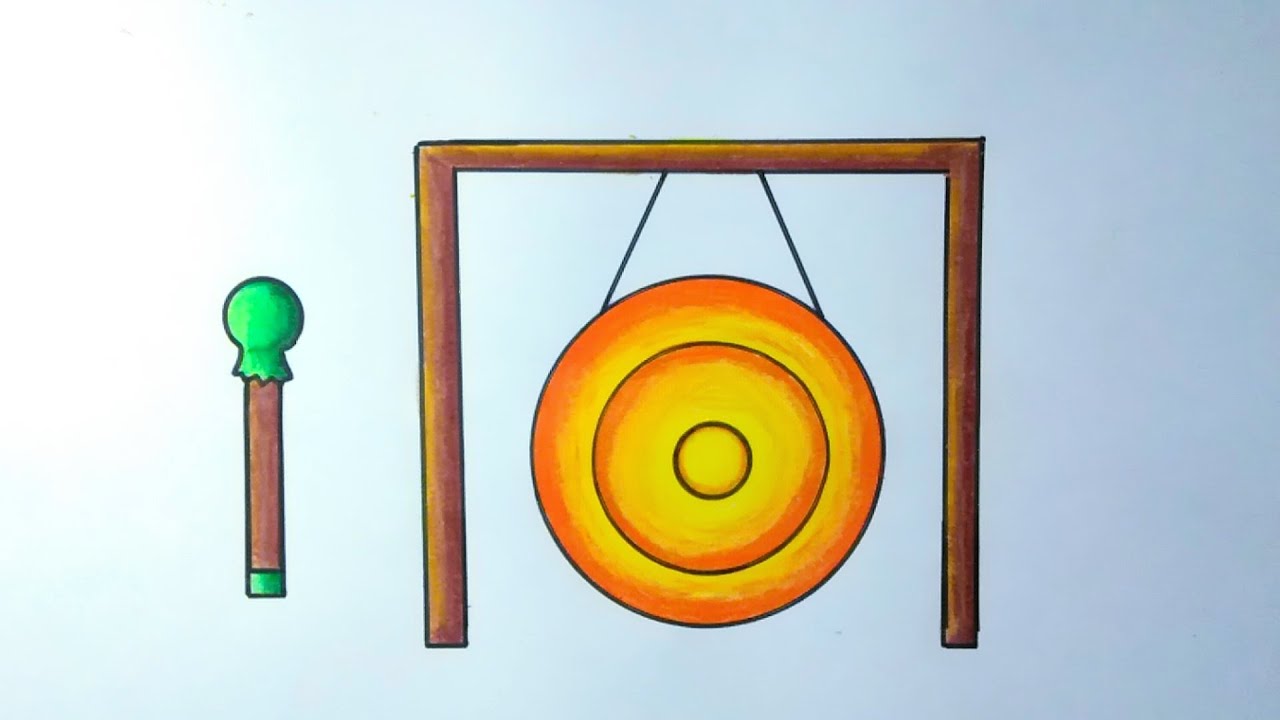 Cara menggambar alat musik gong