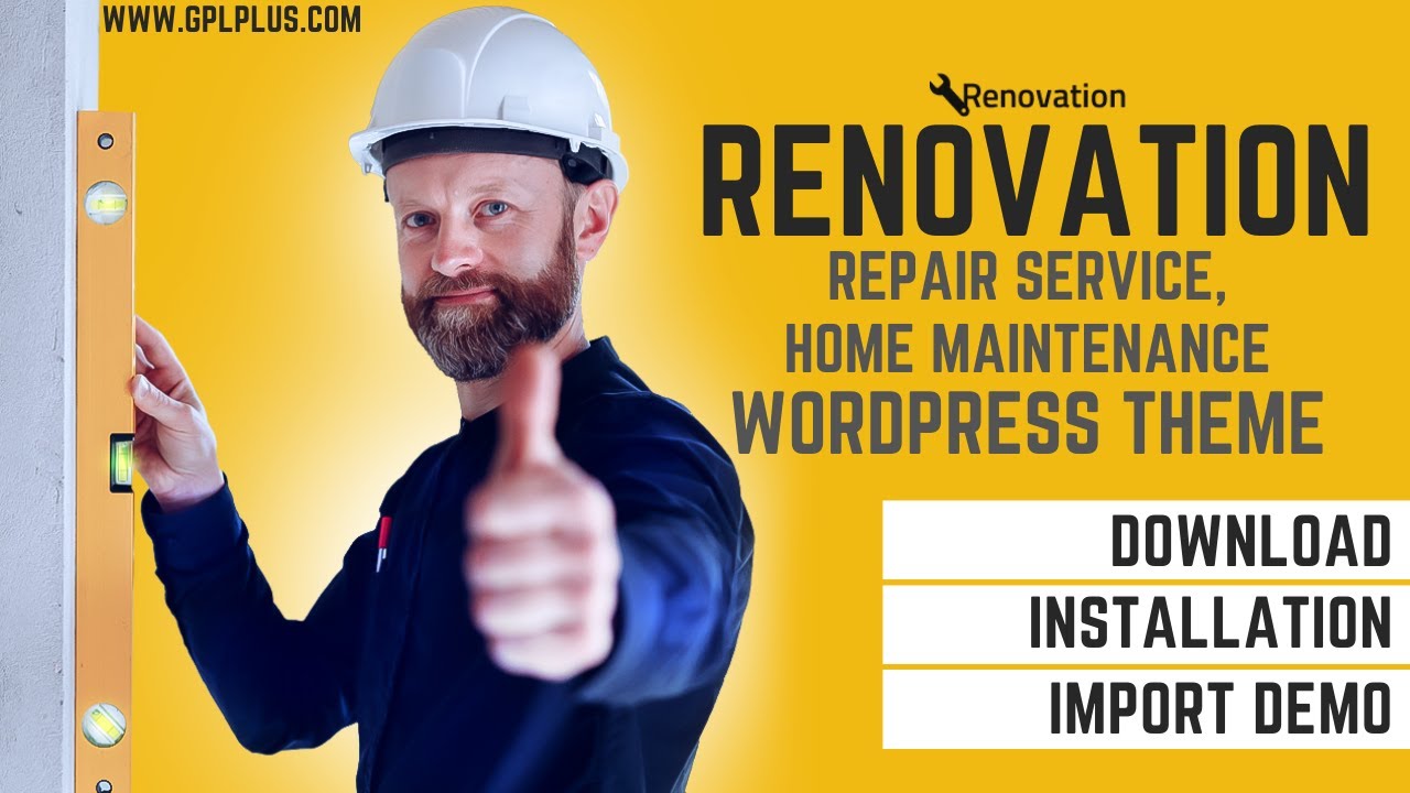 Renovation – Repair Service, Home Maintenance Theme Download, Installation and Import Demo