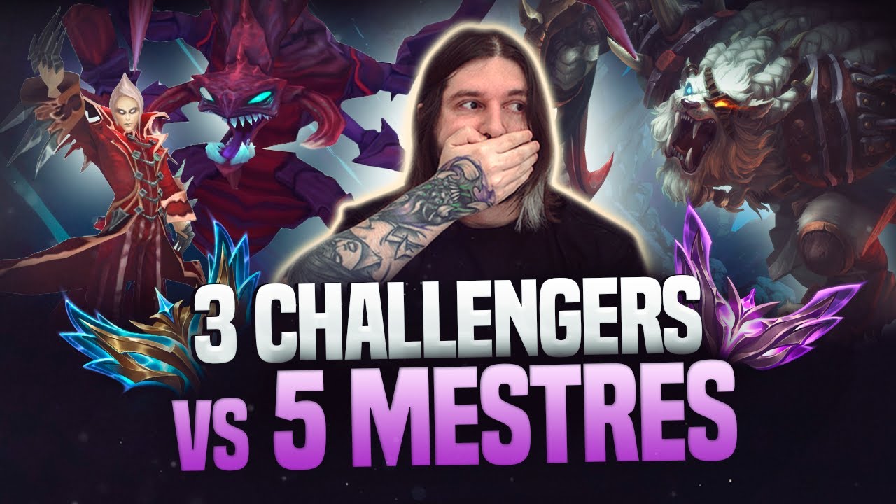 3 CHALLENGERS MONO CHAMPS VS 5 MESTRES! Ft. @Arlon547 , @Raazgriz e @guaxilol1