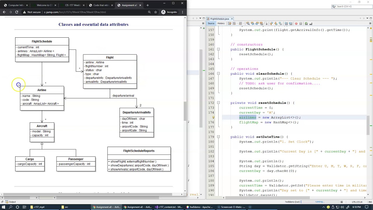 13.11 Assignment a8, FlightSchedule methods overview