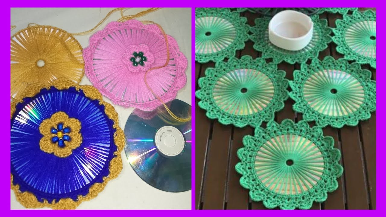 #اكسبلو افكار واعادة تدوير ♻️ وابداع باشياء بسيطة اسطوانات وخيوط كروشيو# صناعة ديكورات #crochet 