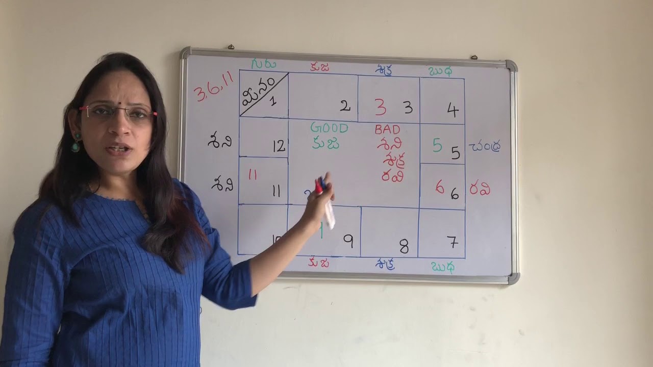Meena (Pisces) lagna malefics and benefics. MS astrology, learn astrology in telugu series,