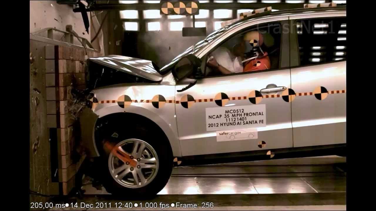 Hyundai Santa Fe | Frontal Crash Test | High Speed Camera | 2012 NHTSA | Full Length HD