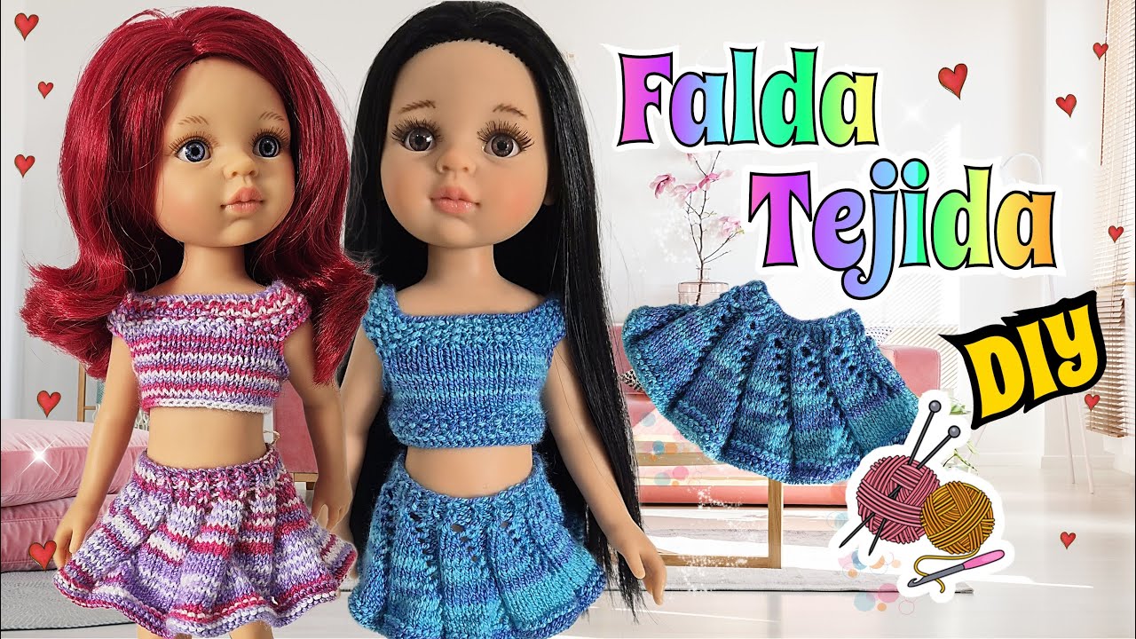Falda para Muñecas con Dos Agujas! 👗 Tutorial Fácil y Rápido