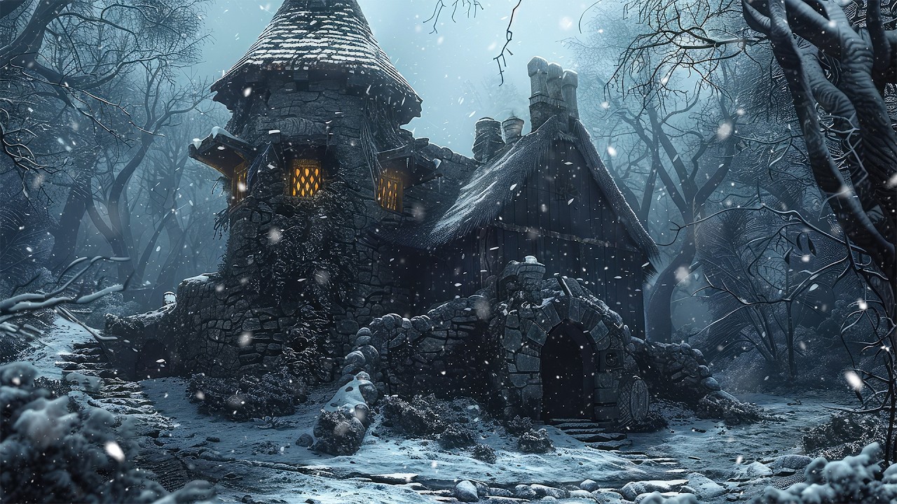 Warmlight Refuge of the Deep Snow Forest | Medieval Celtic Winter Ambience for Study, Focus & Relax