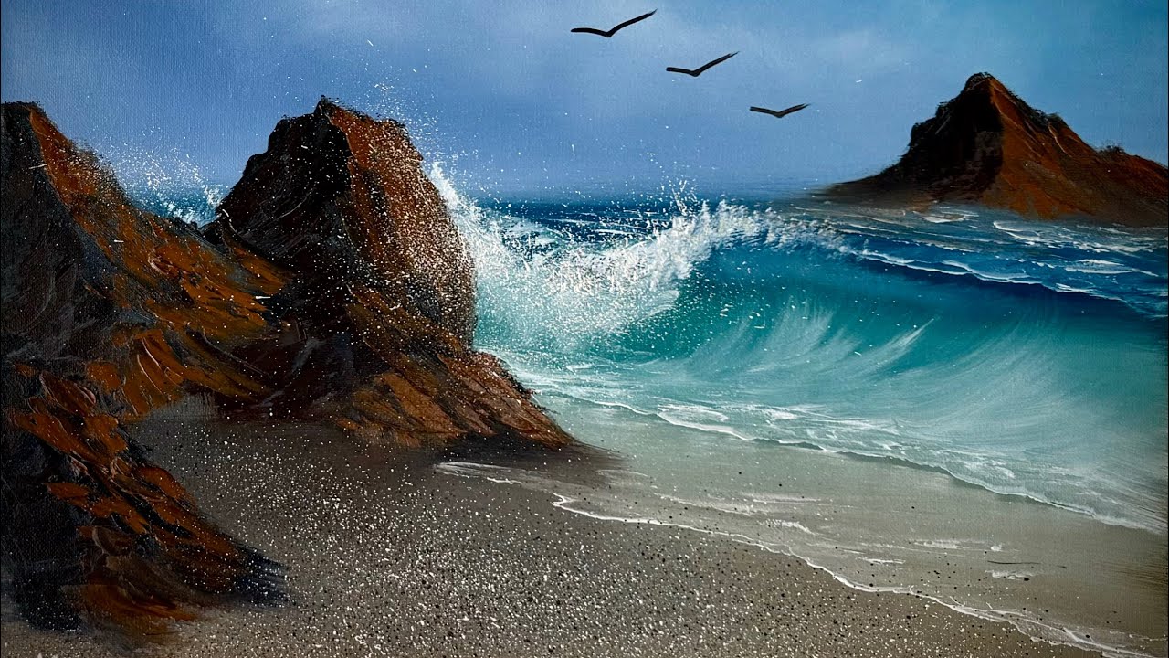 Literally EVERY SINGLE STEP - 22 min Seascape #OilPainting #PaintingTutorial #PaintWithJosh #BobRoss