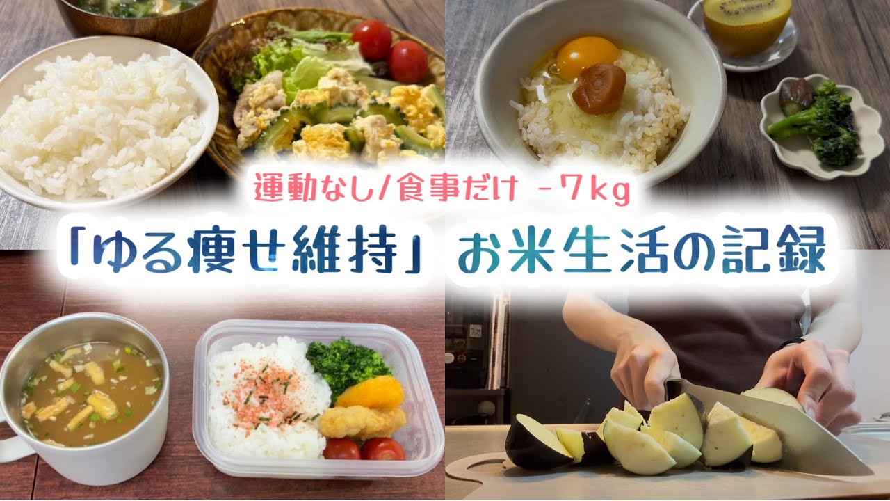 【運動なし食事だけ】−７kg維持。お米食べる食習慣で痩せ維持している食事内容・体重・体脂肪【お米ダイエット/一汁一菜】