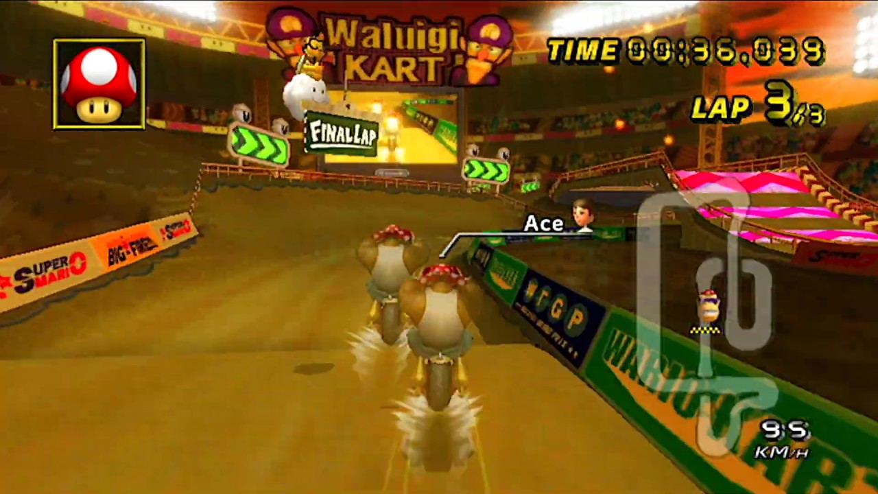 [MKWii] GCN Waluigi Stadium Comparison - Ace (WR vs Former WR)