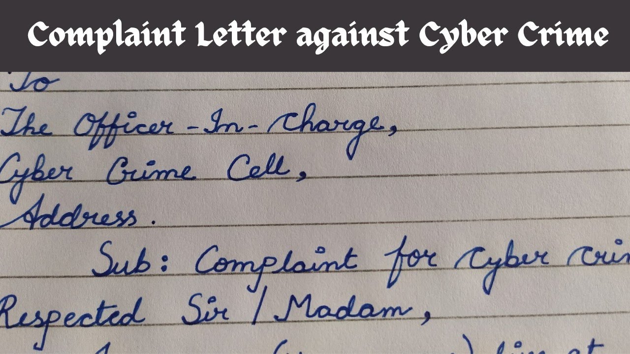 Complaint letter against cyber fraud