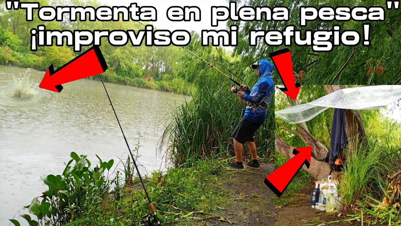 Me agarra una TERRIBLE LLUVIA en el ARROYO, IMPROVISO mi REFUGIO| PESCANDO BAJO el DILUVIO!