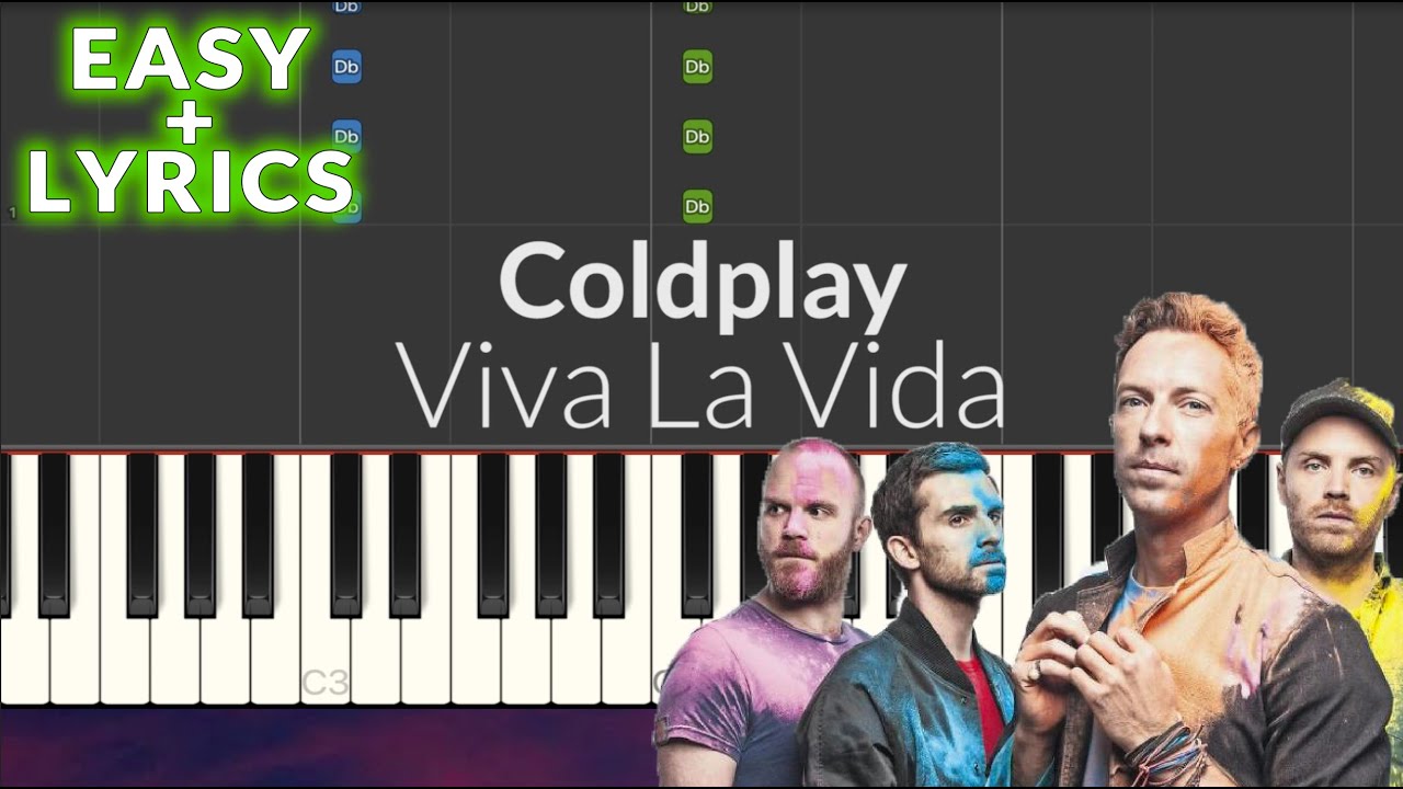 Coldplay - Viva La Vida EASY Piano Tutorial + Lyrics