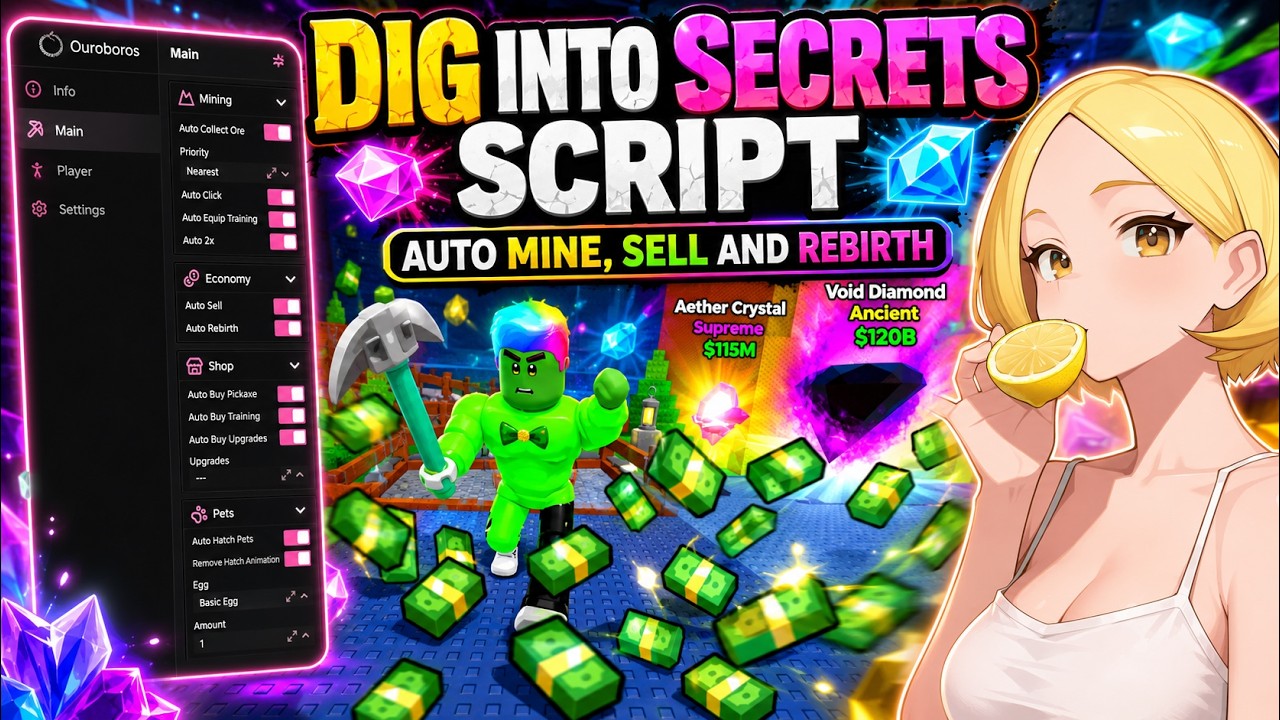 Dig Into Secrets Script - (Auto Mine, Sell and Rebirth)