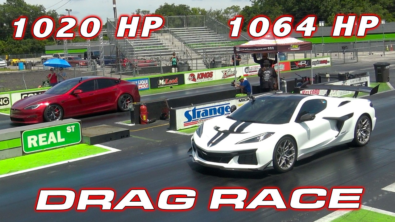 ZR1 vs PLAID * 1,064 HP Chevrolet Corvette C8 ZR1 0-60 in 2.3 vs Tesla Plaid 1/4 Mile DRAG RACE