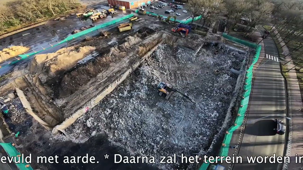 Dronefilmpje sloopwerkzaamheden PBH-terrein in Zuidlaren