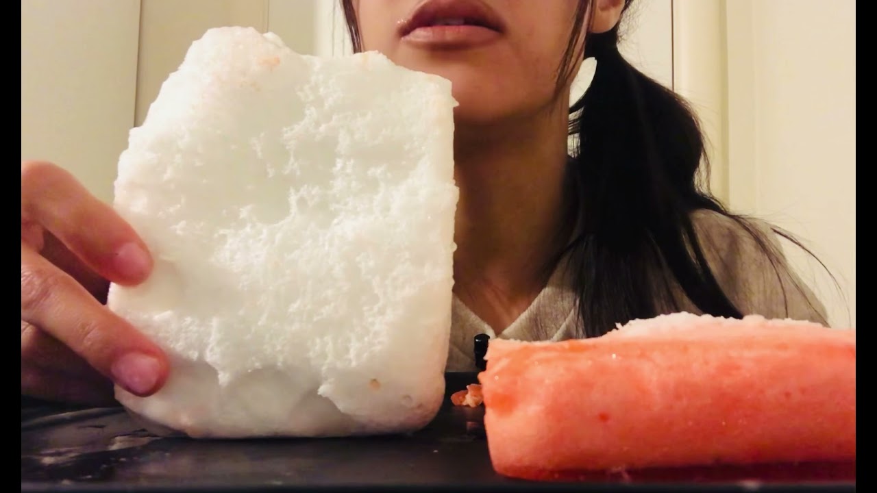 ASMR FOAM ICE EATING/SPONGE SHAPE#foamiceeating #asmriceeating #iceeating  ❄️