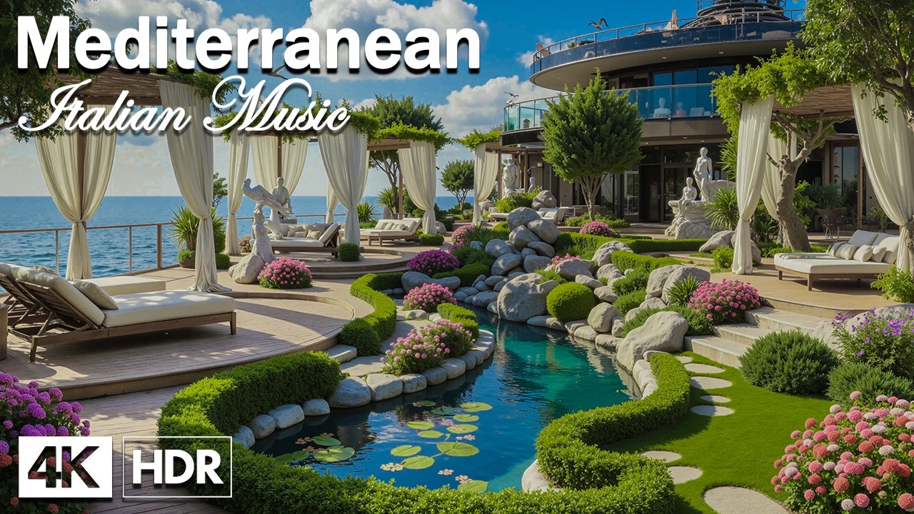 Modern Mediterranean Sanctuary 🎶 3+ Hours of Peaceful Italian Music & Luxury Villa Coast