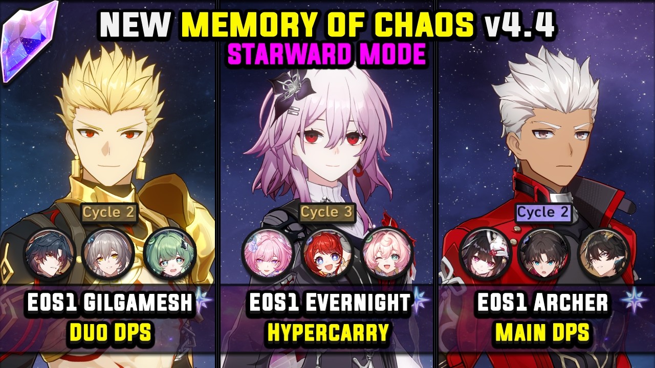 E0S1 Gilgamesh & E0S1 Evernight & E0S1 Archer (4 Star) Memory Of Chaos - Starward Mode 4.4
