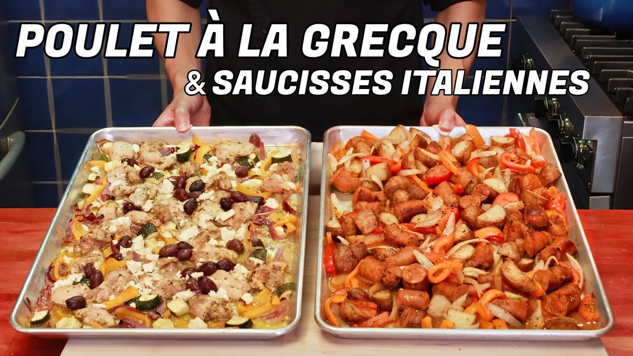 RECETTES RAPIDES, FACILES ET ECONOMIQUES AU FOUR | POULET &Agrave; LA GRECQUE & SAUCISSES ITALIENNES