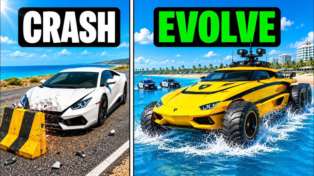 Every Time I Crash, My Lamborghini Boat Car Evolves in GTA