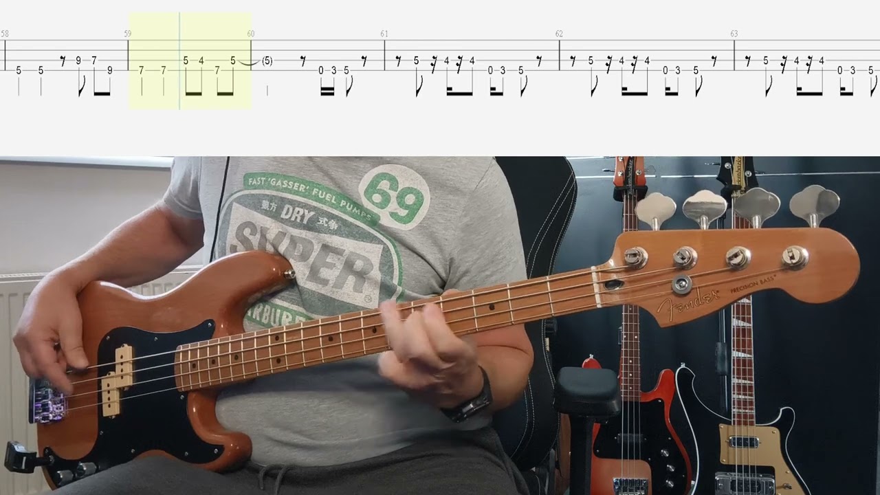 The Clash - Train In Vain Bass Cover With 'Correct' TAB (Original Bass Track Removed