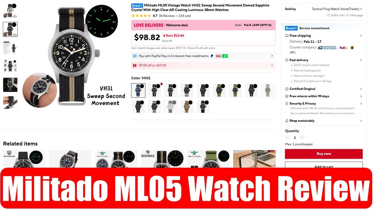 Обзор часов Militado ML05 с AliExpress | Более 234 продано на AliExpress