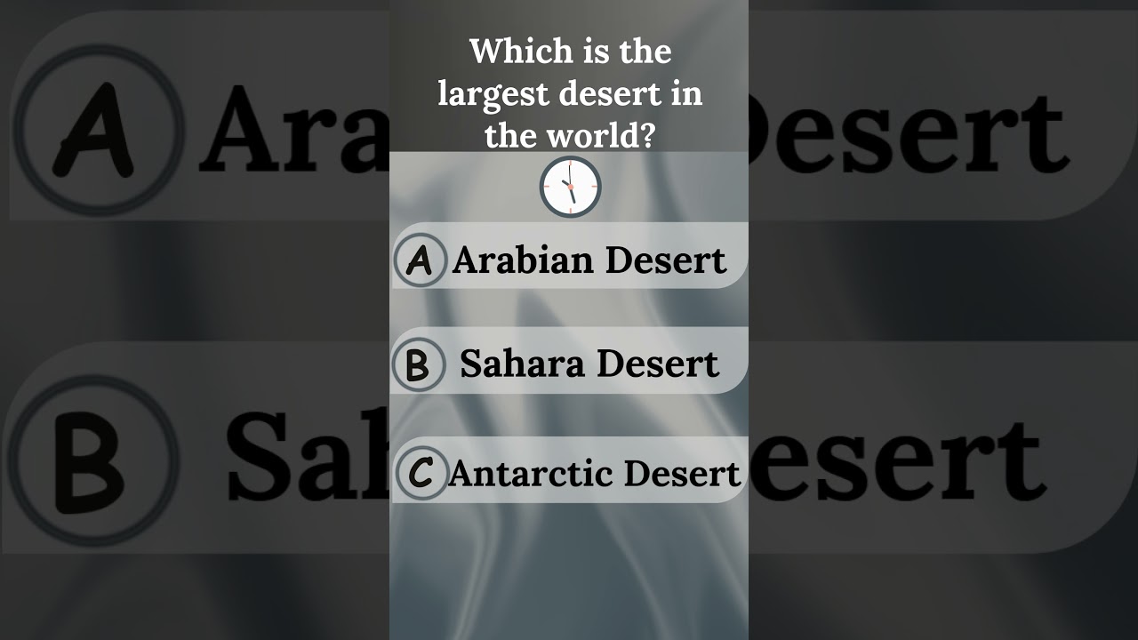 largest desert in the world | Arabian , Antarctic, Sahara | General knowledge |  #quiz #mcq #trivia