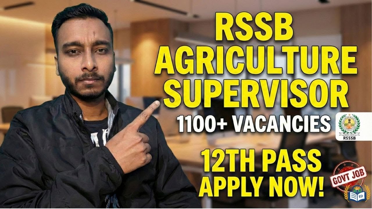 🚜 RSSB Agriculture Supervisor Recruitment 2026 | 1100+ Vacancies | 12th Pass Apply Now